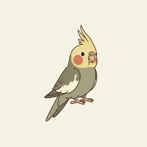 Nino, a grey cockatiel with round orange cheeks, drawn by Petzyn