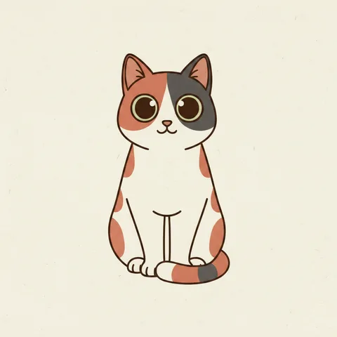 Frida, a green-eyed calico cat, drawn by Petzyn