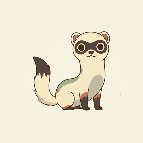 Uma, a cream ferret with a dark mask, drawn by Petzyn