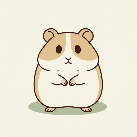 Pipoca, a beige Syrian hamster sitting up on her hind legs, drawn by Petzyn